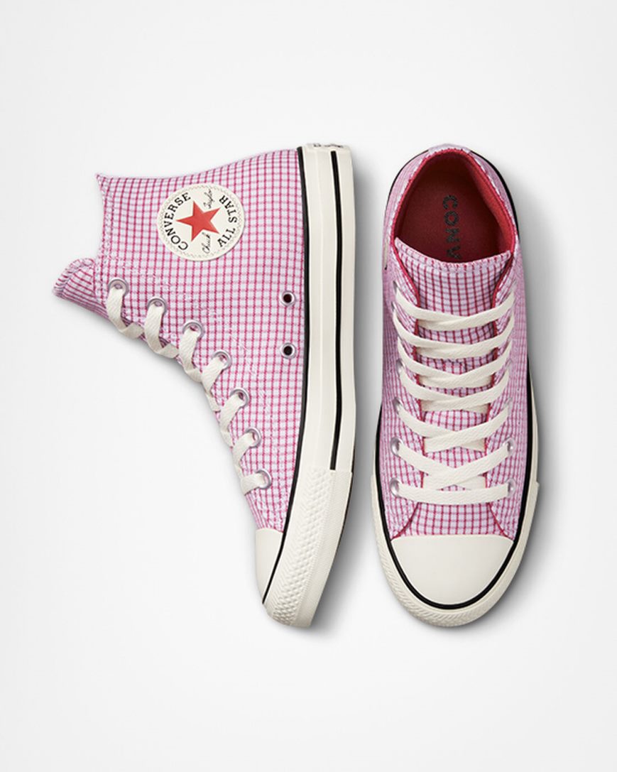 Women's Converse Chuck Taylor All Star Checkered High Top Shoes Purple | AU 90135U